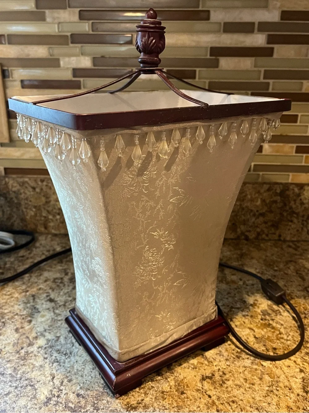 Elegant Cream Accent Table Lamp with Beaded Trim